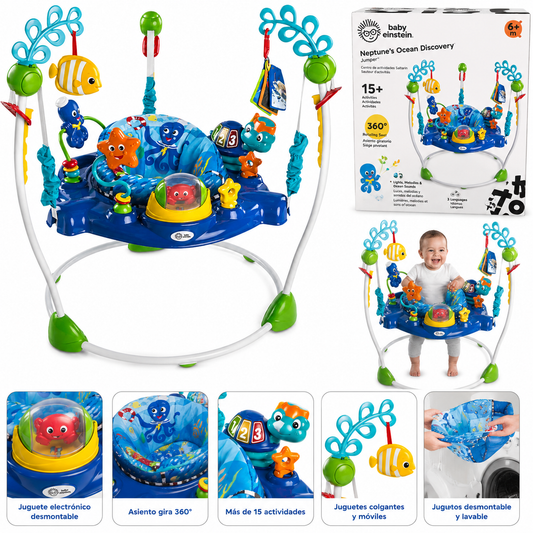 Baby Einstein Andador Jumping Neptune’s Ocean Discovery con Asiento 360° 6M+
KD10455 / 104556 💛