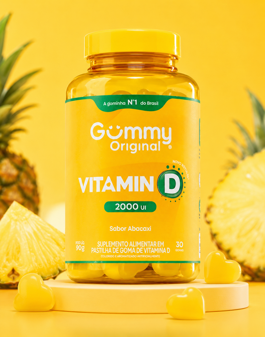 Gummy® Vitamina D 2000 UI – Sabor Piña (90 g)                          💛 2000 UI de Vitamina D
* 🦴 Fortalece huesos y dientes
* 🛡️ Apoya el sistema inmunológico
* 💪 Contribuye al funcionamiento muscular
* 🧠 Favorece la salud neurológica
* 🥭 Delicios