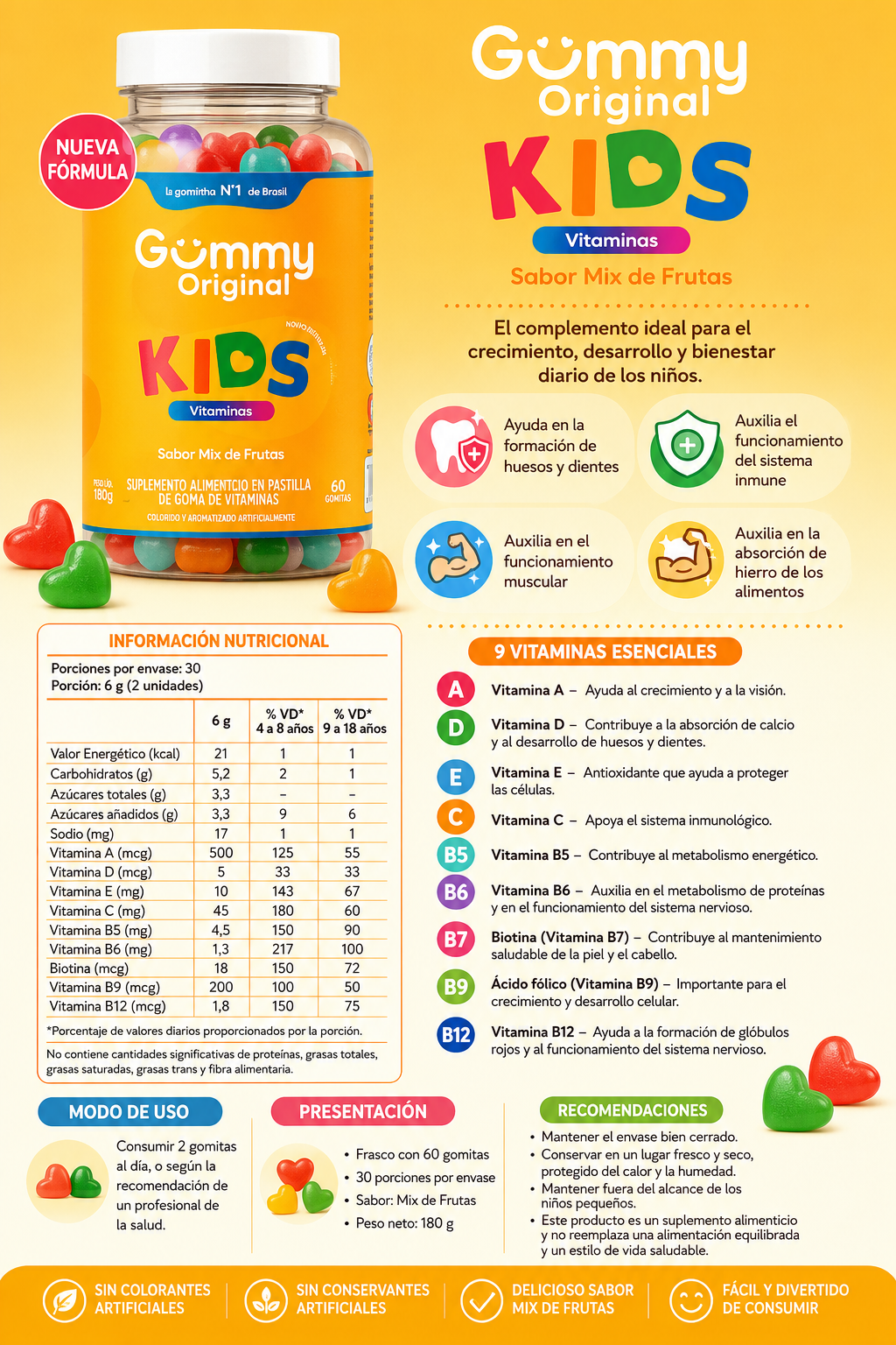Gummy Original Kids Vitaminas – Sabor Mix de Frutas 🩵🩷💙❤️