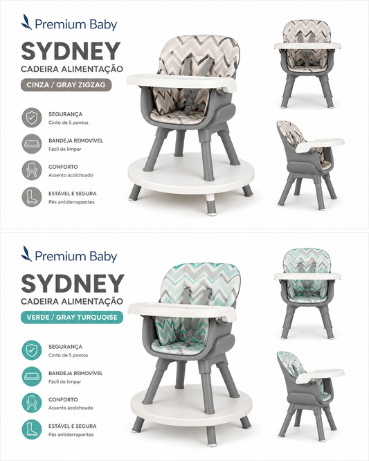 Premium Baby Sydney – Silla de Alimentación 2en1 🩵🩷