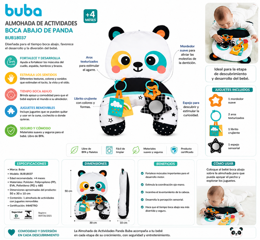 Buba Almohada de Actividades Boca Abajo Panda - BUB18037 💛