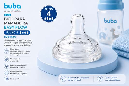 Buba Tetina para Biberón Easy Flow 6m+ Flujo 4 - BUB18795 💛