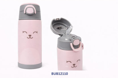 Buba Botella Térmica de Doble Pared 400ml con Pajita – Osito Rosa 12m+ BUB12110 🧸💛