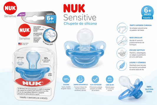 Nuk Chupete Sensitive Silicona Azul 6M+ Tamaño 2 - 813218