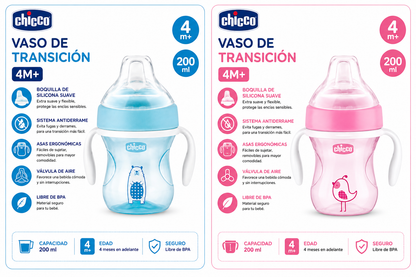 Chicco Vaso Transición 200ml Rosa 4M+ 6911-10 - 4069972