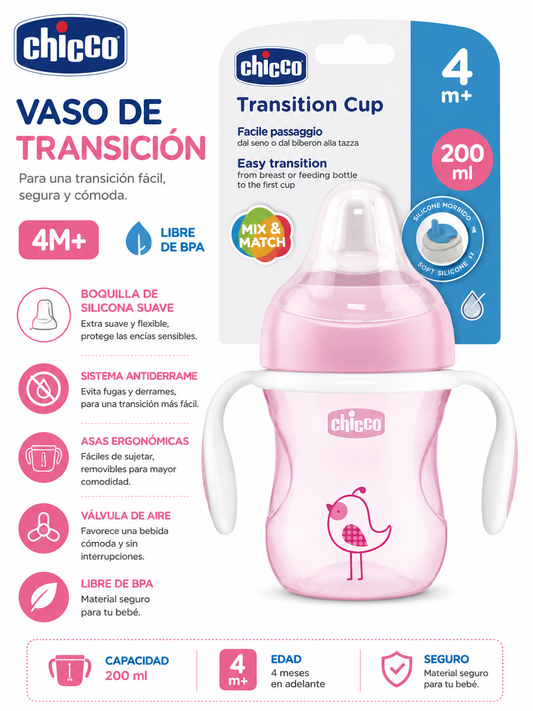 Chicco Vaso Transición 200ml Rosa 4M+ 6911-10 - 4069972