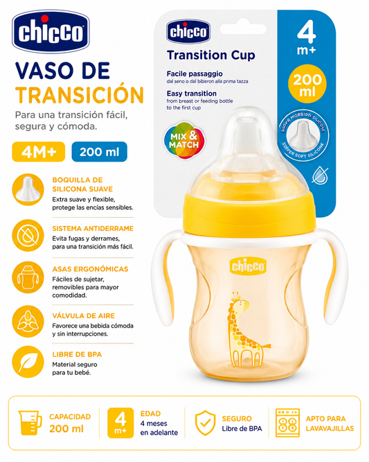 Chicco Vaso Transición 200ml Yellow 4m+ 6911-30 - 4069996