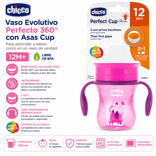 Chicco Vaso Evolutivo Perfecto 360° con Asas cup 12M+ Rosa
6951-10 - 4007053