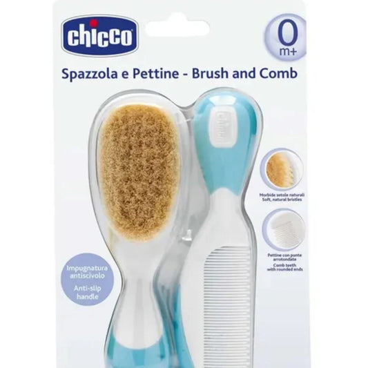 CHICCO CEPILLO Y PEINE NATURAL ROSA / AZUL - 0M+ ROSA 6569-10 - AZUL 6569-20