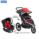 INFANTI CARRITO+BABY SEAT - 4RUNNER JOGGER 3RUEDAS TRAVEL SYSTEN R.N-30KILOS RED/BLACK P5016