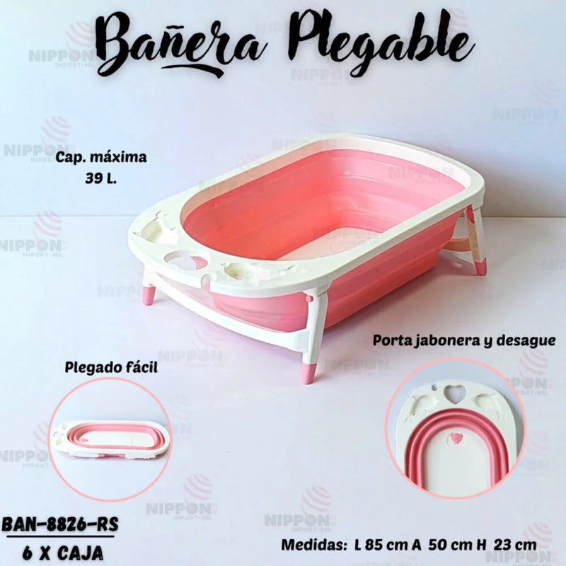 BAÑERA PLEGABLE 0M+ MAX: 39LTS COLOR CELESTE - ROSA - VERDE 8826