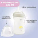 CHICCO BIBERON NATURAL FEELING 330ML 6M+ ROSA 81335-10 AZUL 81335-20 UNISEX 81335-30