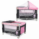 # MAMI LOVE CUNA CORRALITO COLECHO MADISON C/ MOSQUITERO & CAMBIADOR  GRIS - MM2406 - ROSA - MM2407