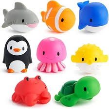 @ MUNCHKIN BAÑERA ANIMALES MARINOS / GRANJAS LANZACHORROS PACK DE 8 PCS 9M+ MU21355 - MU43892