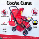 MOM-EZY CARRITO CUNA+MANGO REVERSIBLE+BANDEJA MUSICAL+MOSQUITERO+BOLSÓN-COLOR ROJO R.N-15KILOS - MZ799