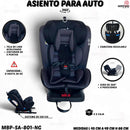 SILLA DE AUTO ROTACION 360°C/5 POSICION DE RECLINACION + ISOFIX R.N-36KILOS MBP-SA801GRIS