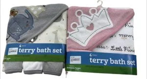 @ TERRY BAÑO TOALLA CON CAPUCHA SET 4PZ - BAÑO + 3TOALLITAS SD201