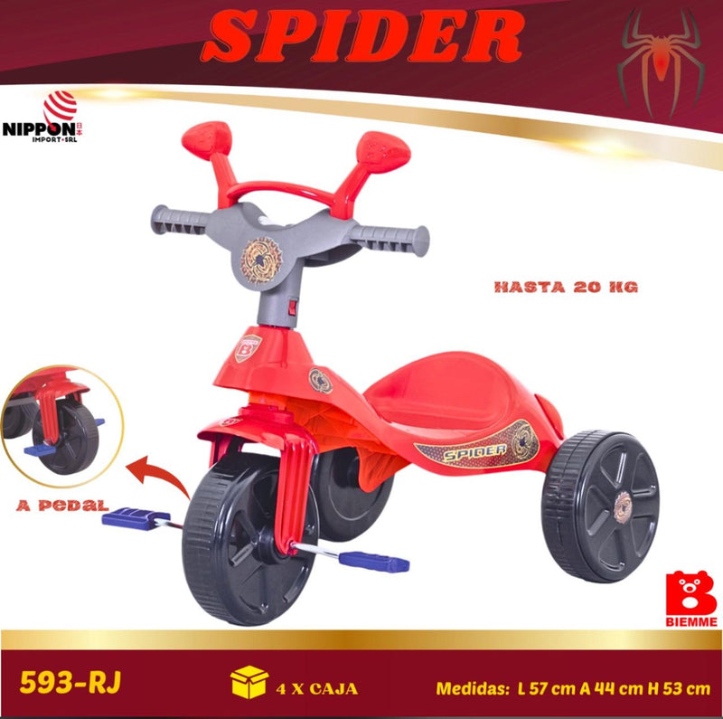 BABY INFANTIL TRICICLO SPIDER - DODO PEDALES BY BIEMME HASTA 20KG - 561 - ROSA /  593 - ROJO