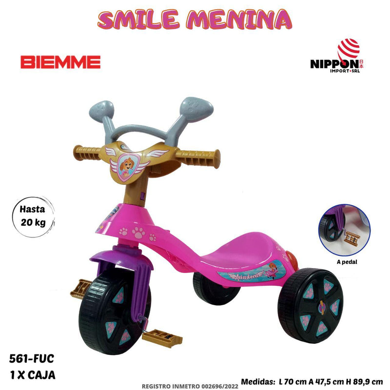 BABY INFANTIL TRICICLO SPIDER - DODO PEDALES BY BIEMME HASTA 20KG - 561 - ROSA /  593 - ROJO