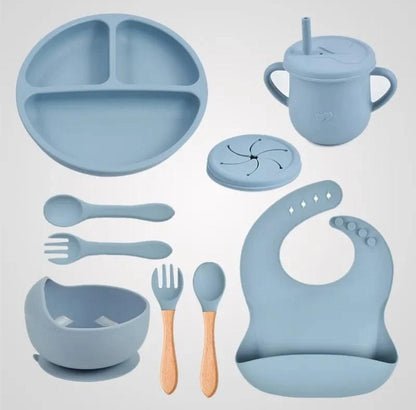 BABY ALIMENTACIÓN SET CUBIERTOS COMPLETOS 8 PIEZAS SILICONA Y9