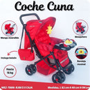 MOM CARRITO CUNA+MANGO REVERSIBLE+BANDEJA MUSICAL+MOSQUITERO+BOLSÓN-R.N-15KILOS - ROJO - MZ799
