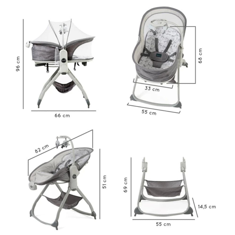 PREMIUM BABY CUNA MULTIFUNCION 6EN1 MELODIAS+MECEDORAS+MOISES+GRIS+VIBRACION R.N-9/15KG PB2216 - 2037441