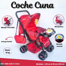 MOM CARRITO CUNA+MANGO REVERSIBLE+BANDEJA MUSICAL+MOSQUITERO+BOLSÓN-R.N-15KILOS - ROJO - MZ799