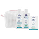 CHICCO HIGIENE BAÑO SET C/ ESTUCHE BOLSA X3 BABY MOMENTS AZUL / ROSA 10615-00 - 10616-00