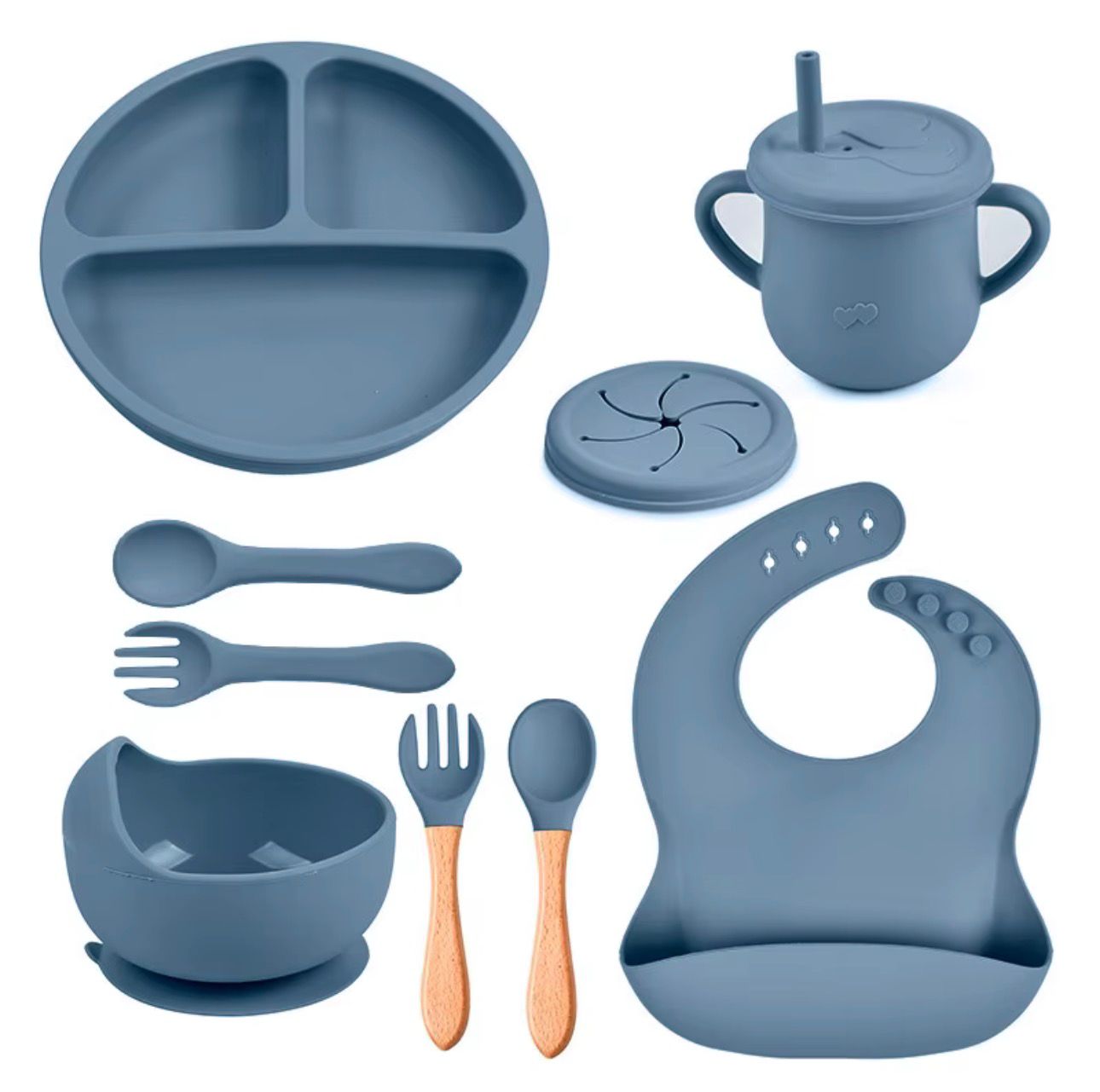 BABY ALIMENTACIÓN SET CUBIERTOS COMPLETOS 8 PIEZAS SILICONA Y9